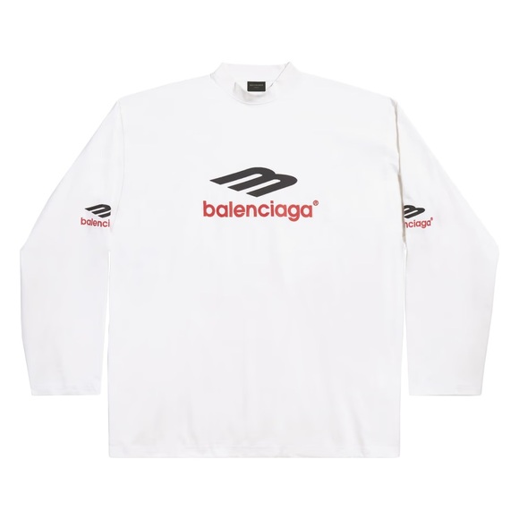Balenciaga Other - Men’s Size Small Balenciaga 3B Logo Print Long-sleeve T-shirt In White/Red/Black